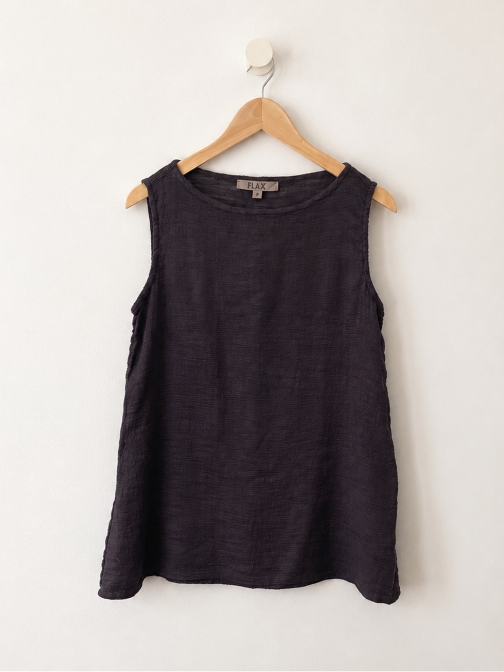 NWOT FLAX Linen Cotton Sleeveless Tank Top Deep Plum Boatneck Shell